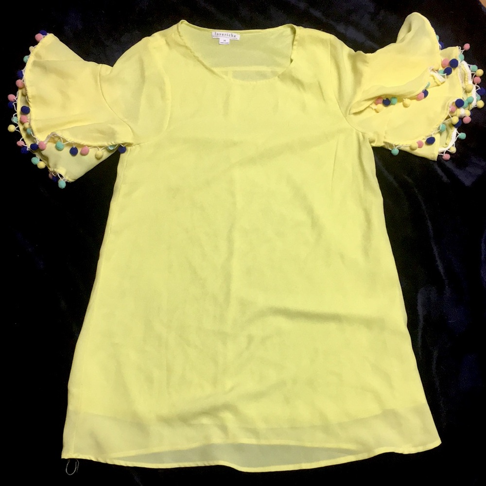 yellow pompom loveriche dress